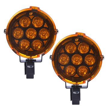 LGP DK80 motorcycle fog lamp pair with amber lenses