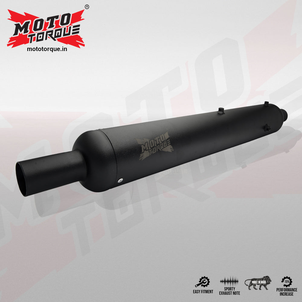 Moto Torque Replica Black Exhaust (BS6) for Royal Enfield – Stock Look Performance Bass Silencer - View 4
