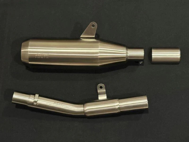 AEW Edge Exhaust with Mid Pipe & Catalytic Converter for Royal Enfield Bear 650 | AEW Performance Silencer - View 3
