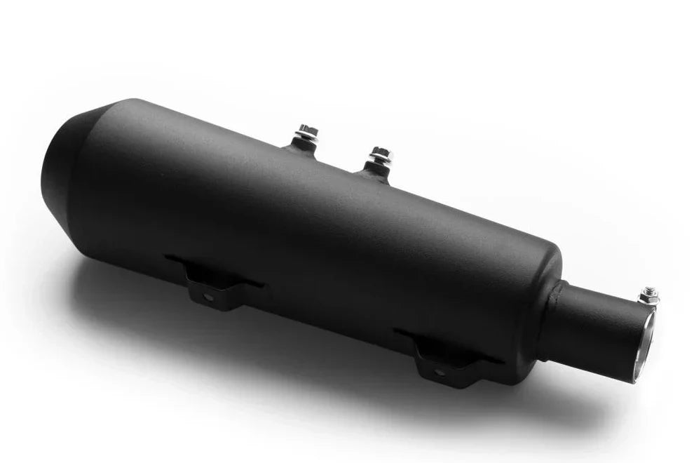 AEW Free Flow Exhaust for Royal Enfield Hunter 350 | Mild Steel Heat Resistant Black | Model 89200 | AEW Performance Silencer