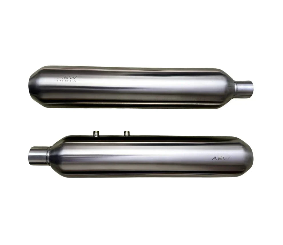 AEW TE 202 Performance Exhaust for Royal Enfield Super Meteor 650 | Stainless Steel & Chrome Exhaust Silencer - View 4