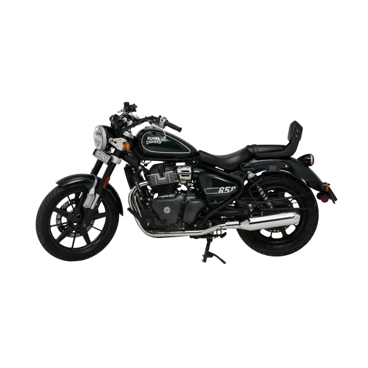 Red Rooster Astral Exhaust for Royal Enfield Super Meteor – Performance Slip-On (Black / Polish) - View 5