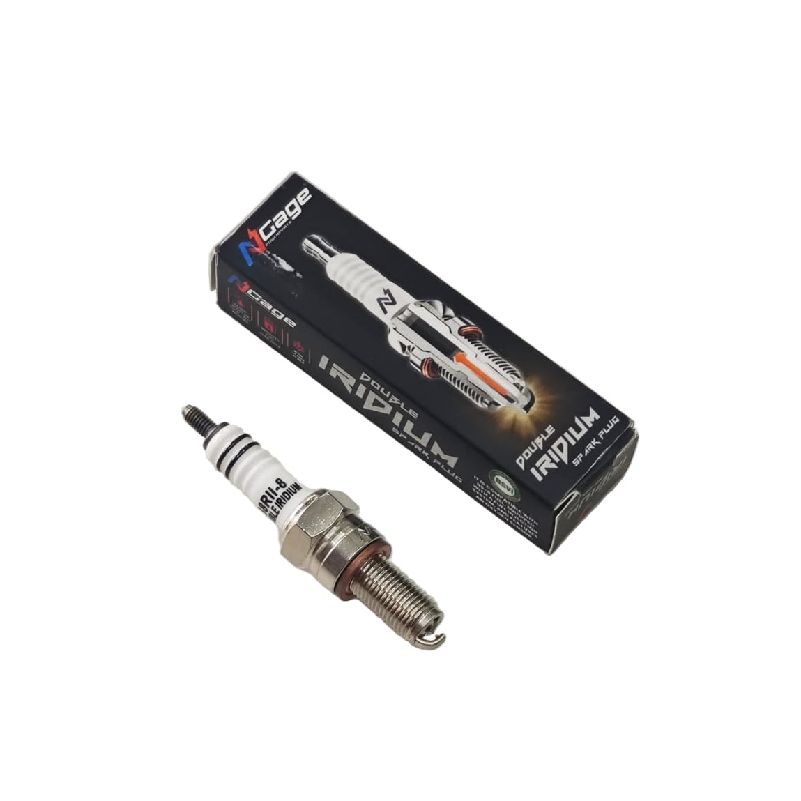 Ngage Double Iridium Spark Plug for Yamaha R15 (V1, V2, V3, V4), MT-15, R3, MT-03 & Aerox 155 | B8RII-8 | High Performance