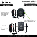 BOBO BM1 PRO Bike Phone Holder with USB 3.0 Charger & SAE Connector - View 7