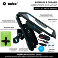 BOBO BM11H/M PRO PLUS Fully Waterproof Bike Phone Holder with PRO PLUS Vibration Damper with Fast 15W Wireless & USB-C