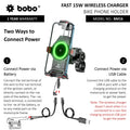BOBO BM16 Anti-Vibration Metallic Bike Phone Holder with Fast 15W Wireless Charger - View 3