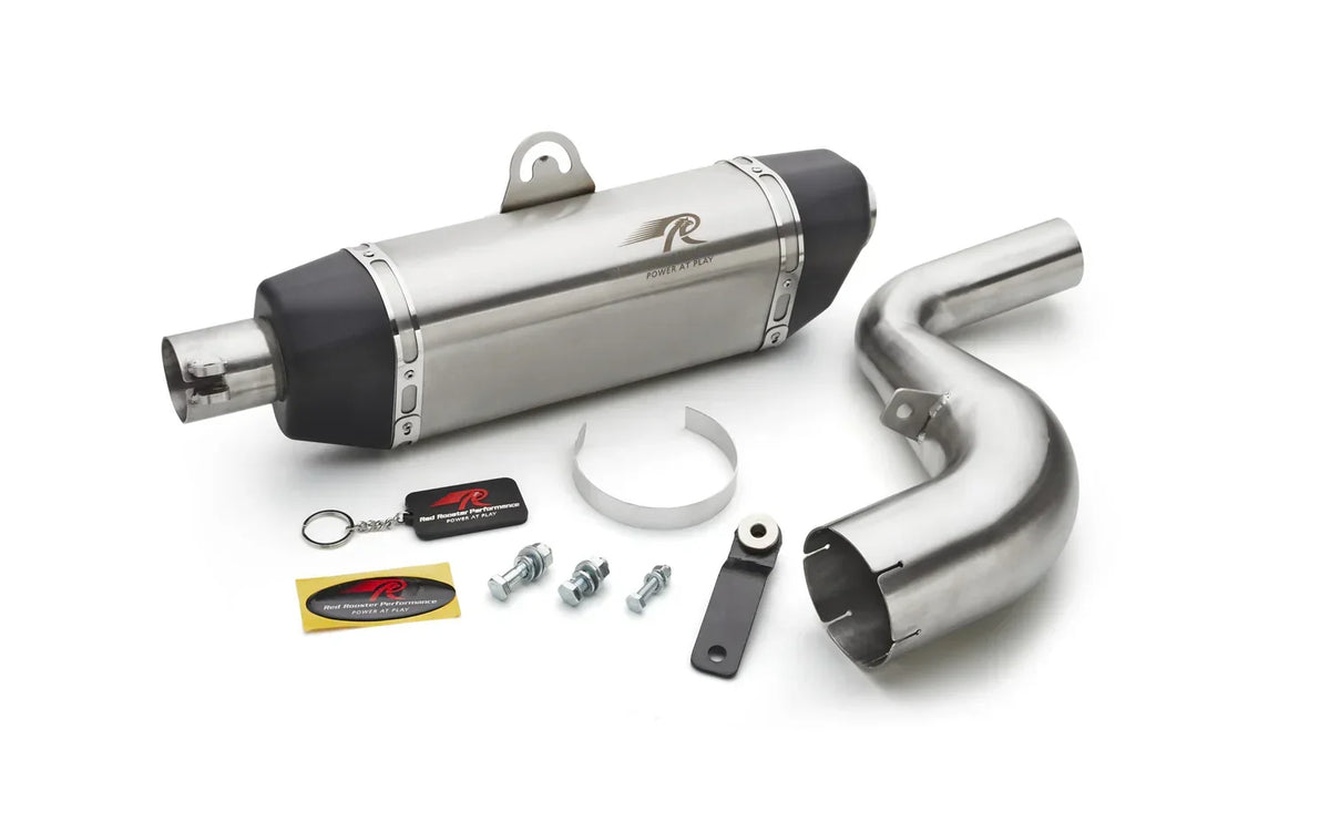 Red Rooster Galactic Exhaust for KTM Duke 390 (BS3) | Performance Stainless Steel Exhaust