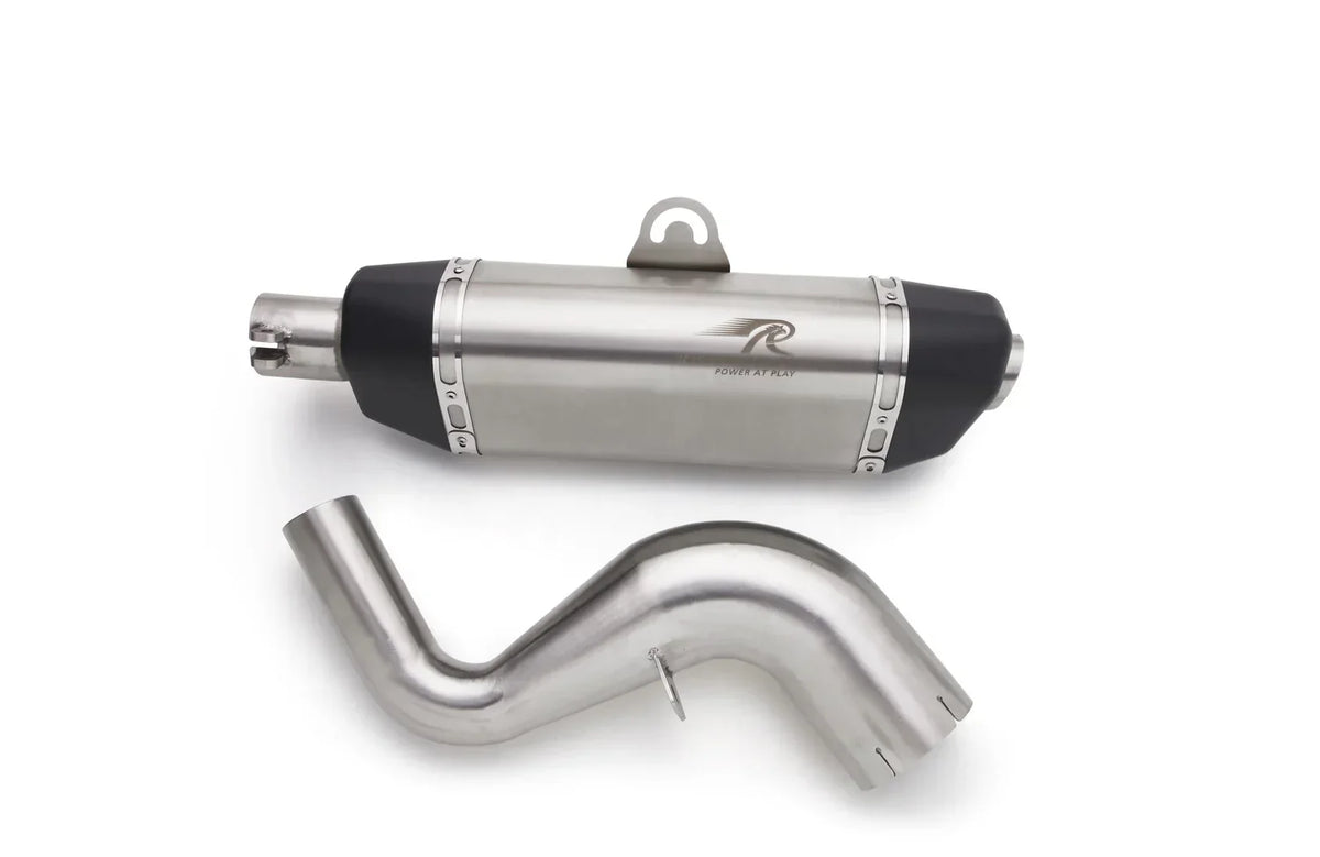 Red Rooster Galactic Exhaust for KTM Duke 390 (BS3) | Performance Stainless Steel Exhaust - View 2