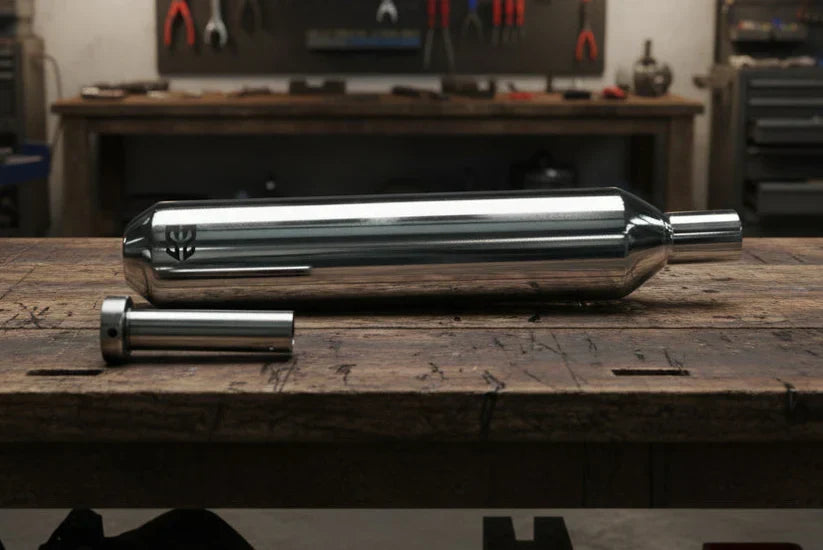 SS Motocorp Slip-On Exhaust for Royal Enfield Classic Reborn 350 | Steel Polished & Matte Black Finish Performance Silencer