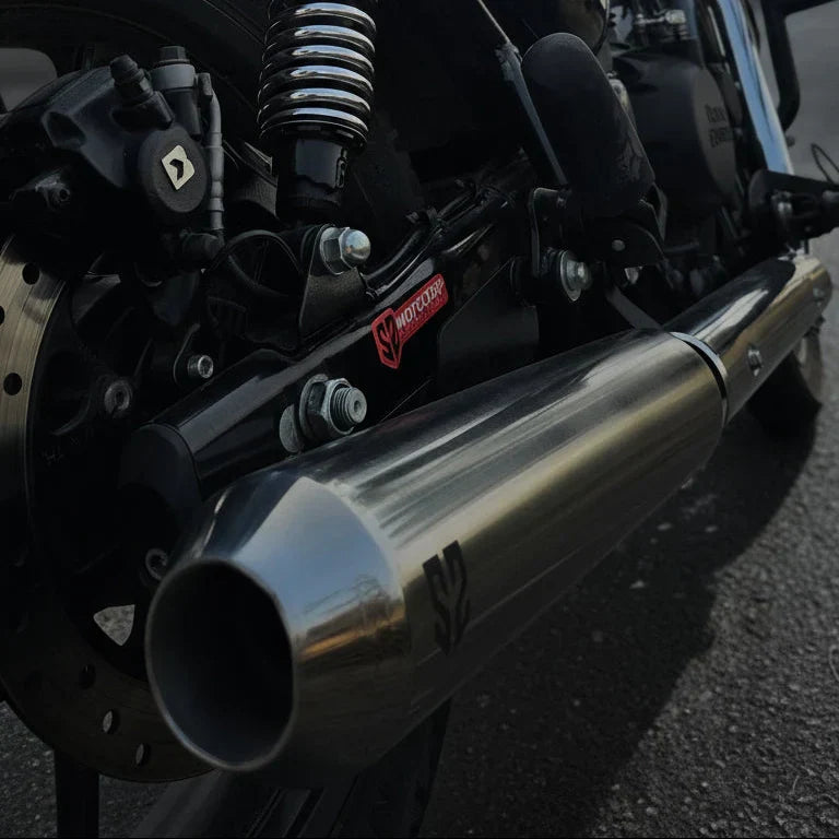 SS Motocorp Slip-On Exhaust for Royal Enfield Meteor 350 | Steel Polished & Matte Black Finish Performance Silencer - View 6