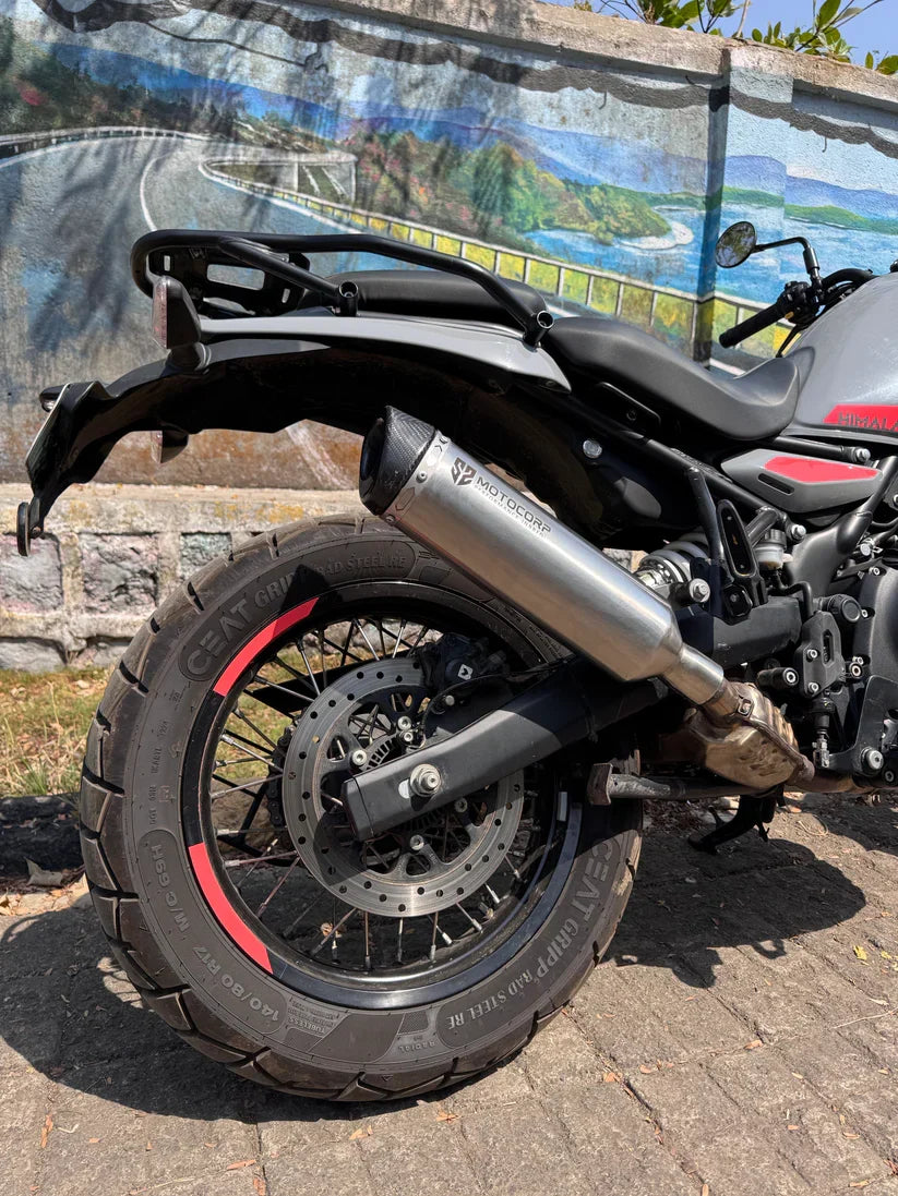 SS Motocorp Slip-On Exhaust Silencer for Royal Enfield Himalayan 450 | Carbon Fiber Tip Performance Exhaust with DB Killer