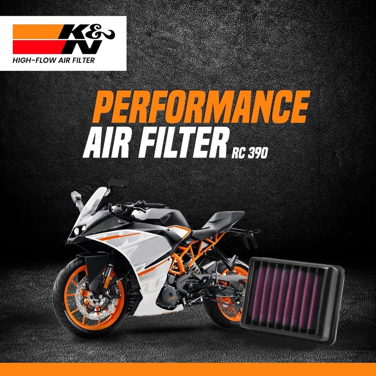 K&N KT-1217 High-Flow Air Filter for KTM Duke 390 BS6 | Performance Motorcycle Air Filter Upgrade