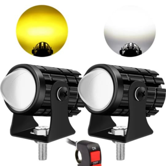 Led Mini Drive Fog Light For Car And Bike White And Yellow With Swtich Set Of 2