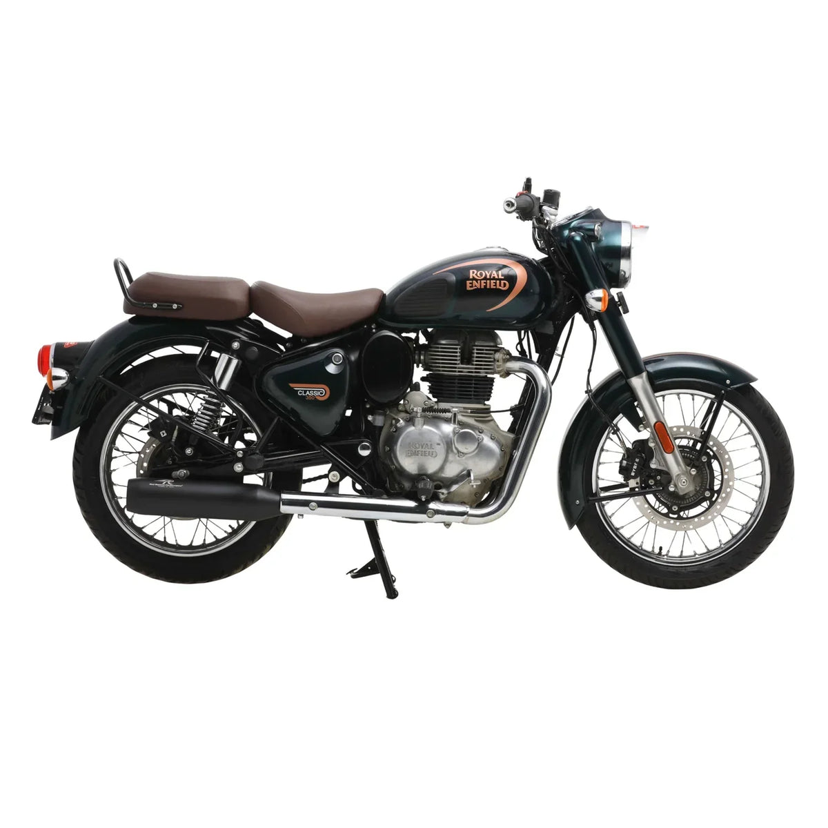 Red Rooster Polestar Pro Exhaust for Royal Enfield Classic Reborn 350 – Performance Slip-On (Black / Polish) - View 3
