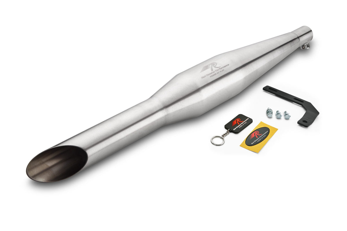 Red Rooster Rumbler Matte Exhaust – SS304 Brushed Steel Performance Silencer Royal Enfield Classic, Bullet & Thunderbird
