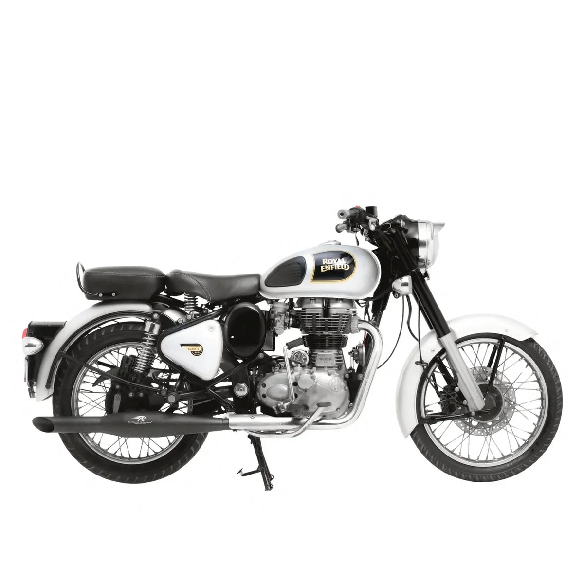 Red Rooster Rumbler Exhaust for Royal Enfield 350 & 500 – Performance Slip-On (Polish / Matte / Black) - View 5