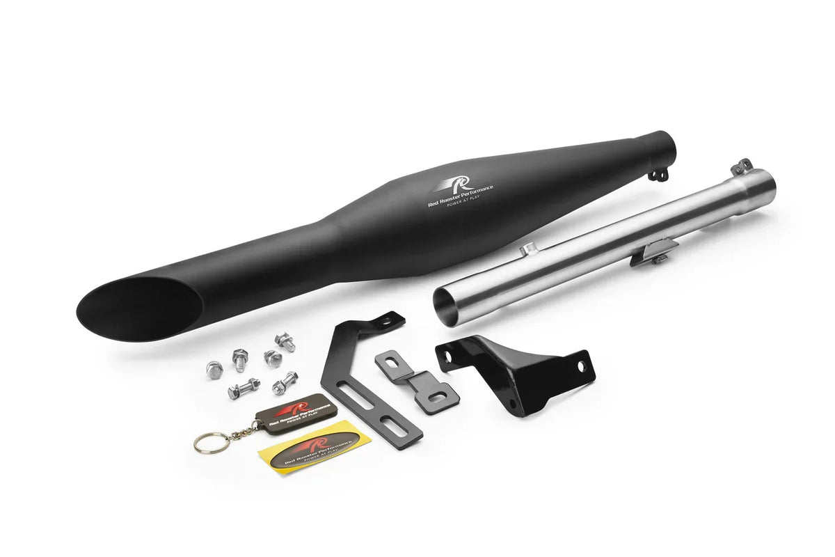 Red Rooster Rumbler Ace Exhaust for Meteor 350 – Performance Exhaust (Polish / Matte / Black) - View 2
