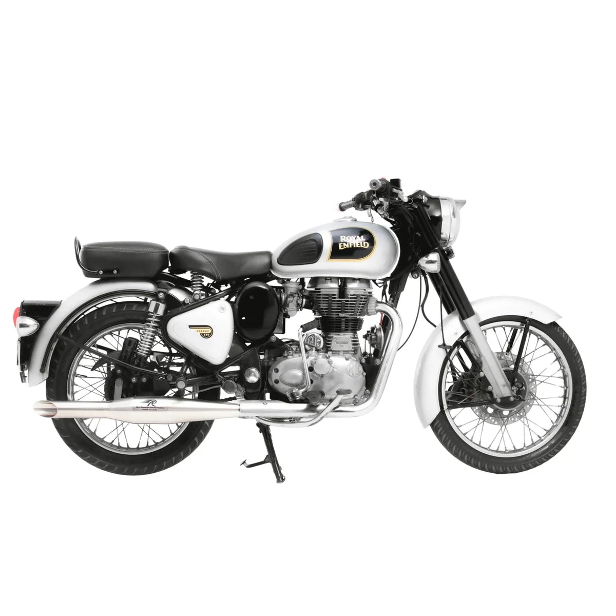 Red Rooster Rumbler Matte Exhaust – SS304 Brushed Steel Performance Silencer Royal Enfield Classic, Bullet & Thunderbird