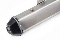PowerRage Slip-On Exhaust for Royal Enfield Himalayan 411 – Black & Brushed Steel Performance Exhaust - View 5