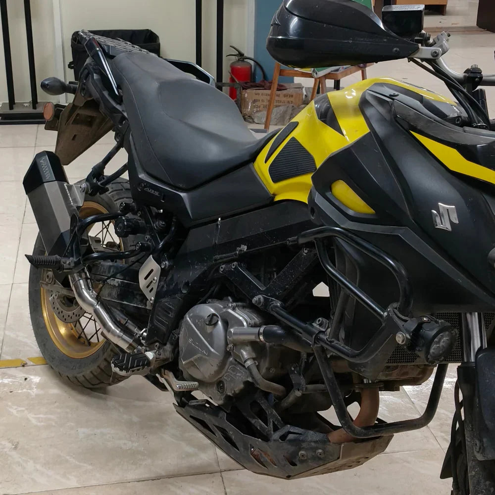 Barrel Storm Slip-On Exhaust with Mid Pipe for Suzuki V-Strom 650 | 304 Stainless Steel Performance Exhaust - View 4