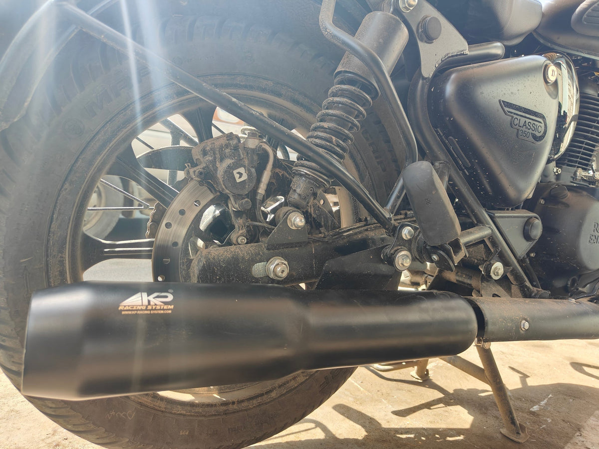KP Racing Thor Performance Exhaust Black – Stainless Steel 304 for Royal Enfield BS3, BS4 & BS6 | Deep Sound Premium Exhaust
