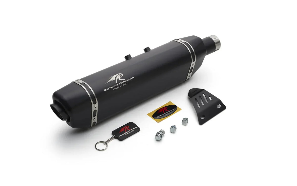 Red Rooster Vertex Exhaust for Himalayan & Scram 411 – Performance Slip-On (Polish / Black / Matte) - View 2