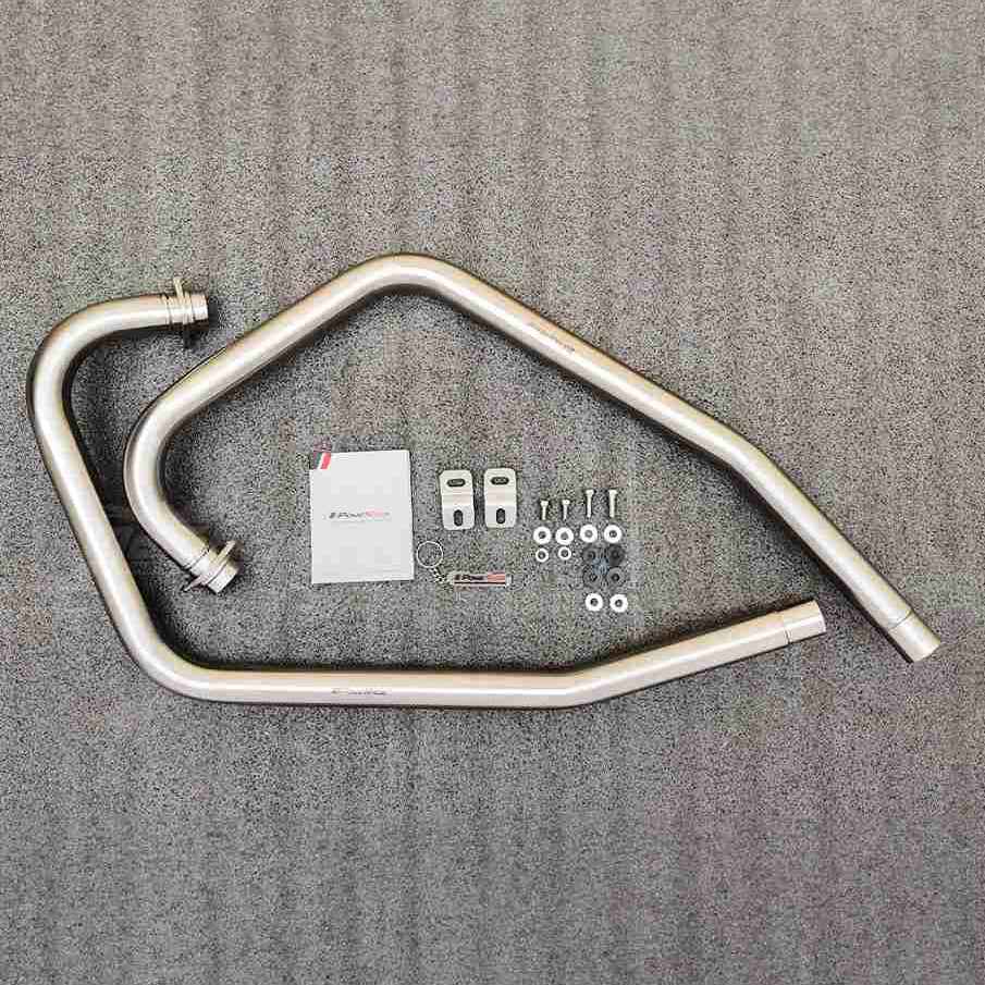 Powerage Performance Headers For Royal Enfield GT / Interceptor 650 Brushed Steel Finish Dual O2 Sensor 2025 Above