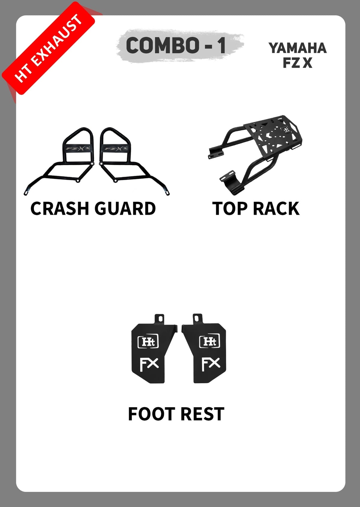 COMBO 1 FZ X CRASH GUARD + TOP RACK + FOOTREST