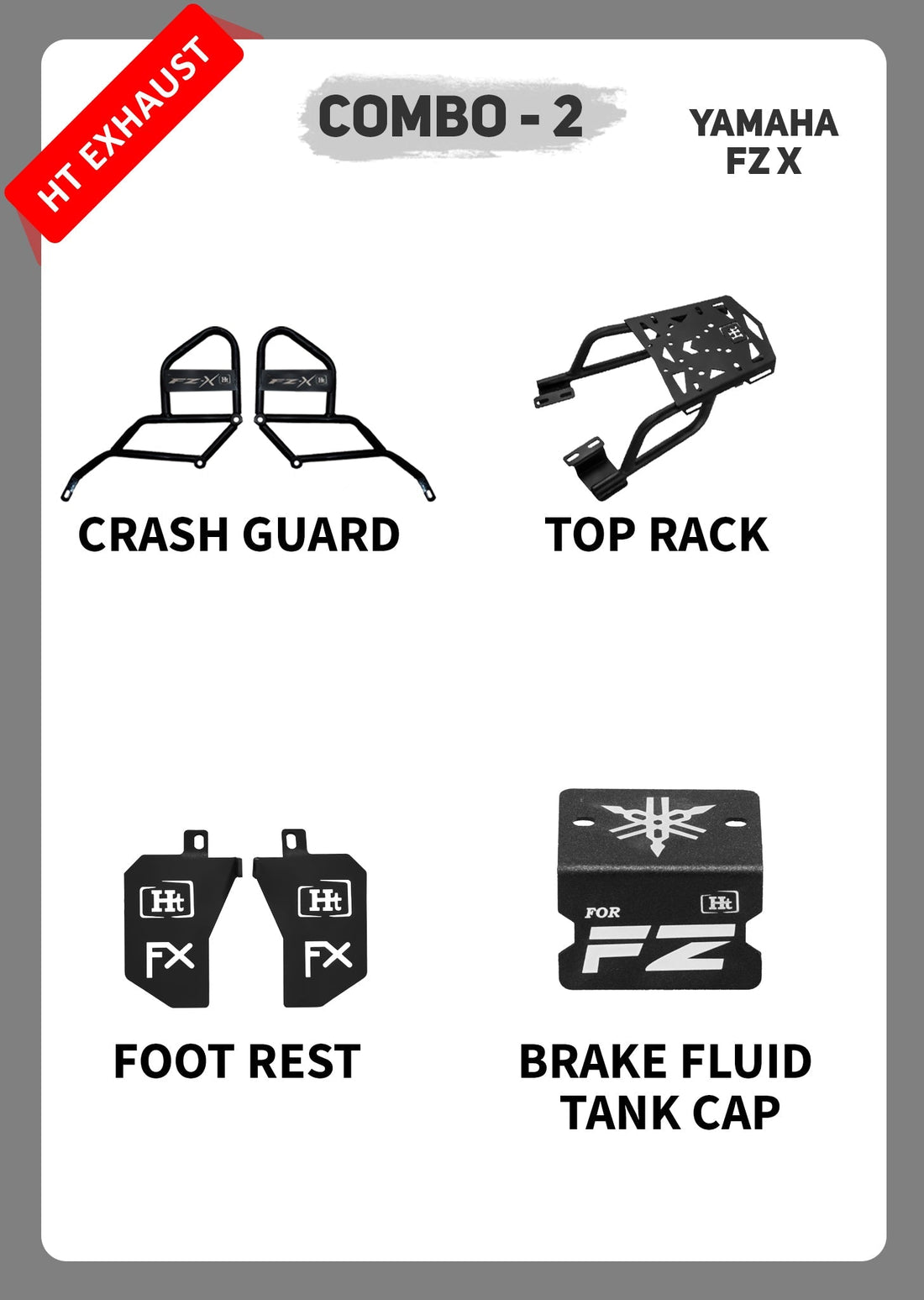 COMBO 2 FZ X CRASH GUARD + TOP RACK + FOOTREST + FTC