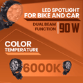 LGP DK-550 Pro 90W LED Spotlight for Bike & Car (Pair) | IP67 Waterproof High Power Auxiliary Fog Light | Universal Driving