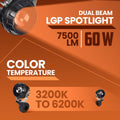 LGP DK330 Dual Beam LED Spotlight for Bike (Pair) | 60W 7500LM Yellow & White | Waterproof, Universal Motorcycle Fit - View 3