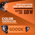 LGP DK50 High Power LED Spotlight for Bike (Pair) | 110W 13750LM | IP67 Waterproof Auxiliary Fog Light, Universal Motorcycle