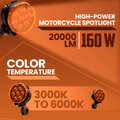LGP DK80 Pro High Power LED Spotlight for Bike (Pair) | 160W 20000LM | IP67 Waterproof Auxiliary Fog Light, Universal